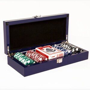 Brouk & Co Blue Lacquer Poker Set - 100 Chips NEW Retails for $210